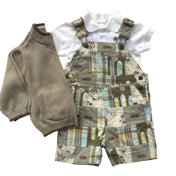 Vintage Janie & Jack Rare Island Surf 3 pc OutfitBoy's 6-12-18 Palm Trees